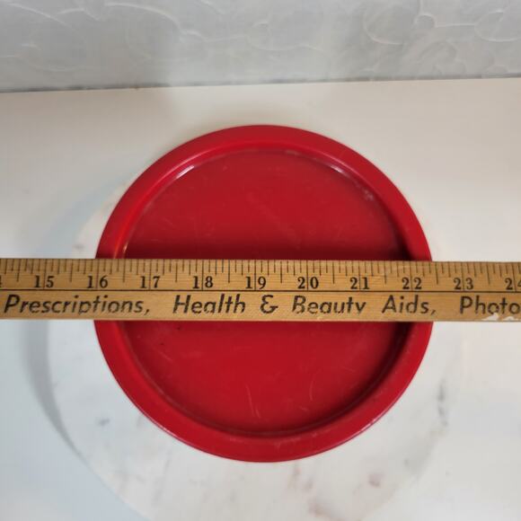 VINTGE Tupperware One Touch Canister Red Lidded Orange Rosemaling Tole Red 90s - Picture 13 of 14